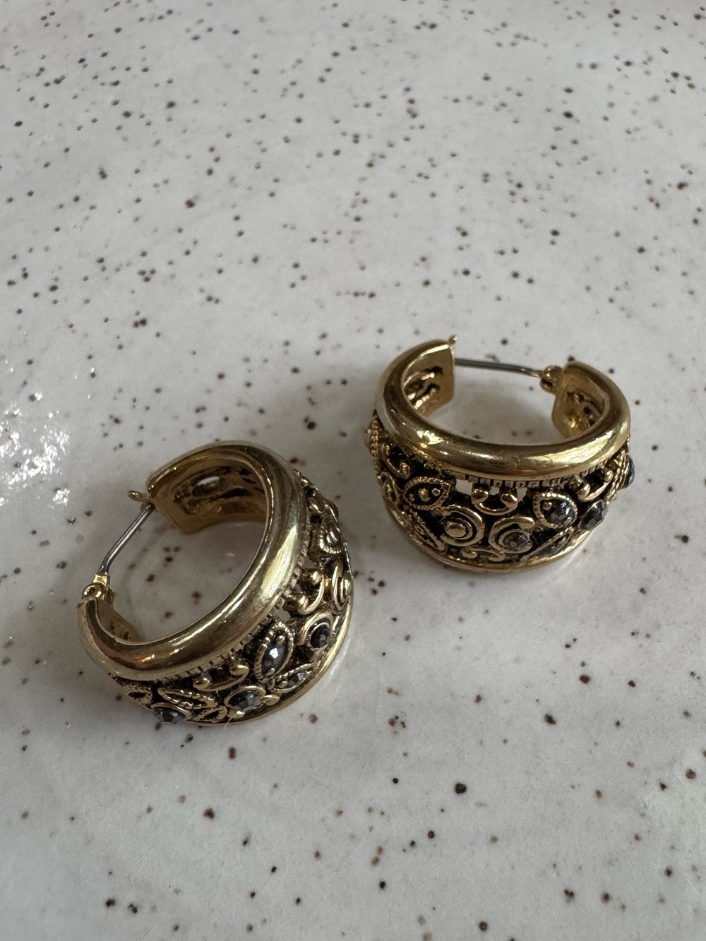 Gold-Tone Filigree Hoop Earrings - Women Jewelry